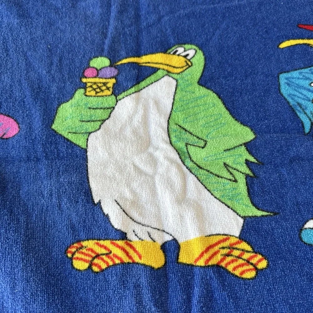 Cotton Beach Towel Vintage Penguins 52x29 Davidson Cotton Company